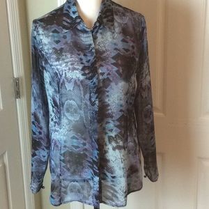 Cabi purple and blue fitted blouse